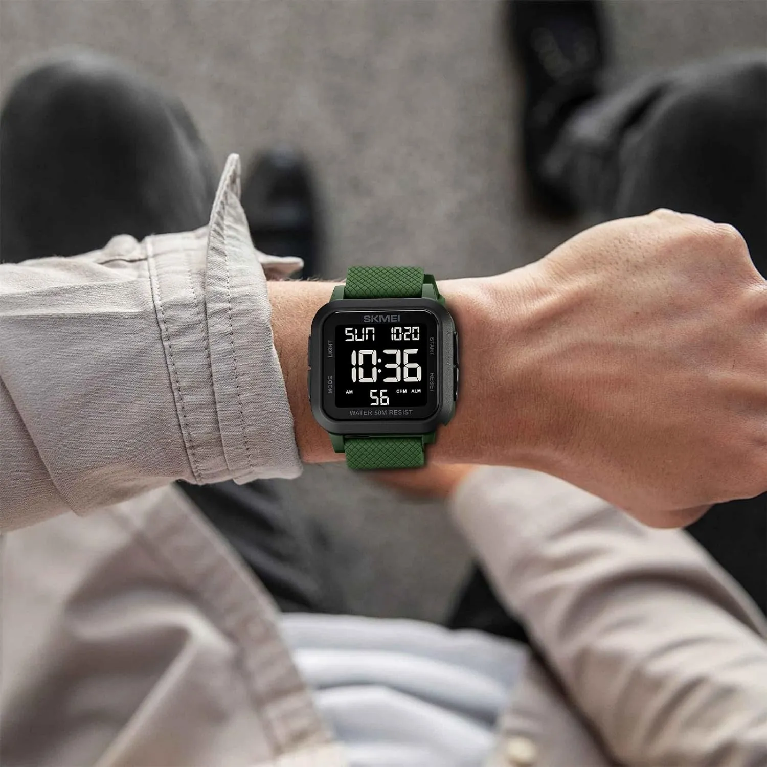 SKMEI Digital Sports Mens Watches 5ATM Waterproof Wrist Watches for Men with Stopwatch Countdown Timer Alarm Function Dual Time Large Face Easy to Read