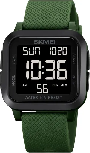 SKMEI Digital Sports Mens Watches 5ATM Waterproof Wrist Watches for Men with Stopwatch Countdown Timer Alarm Function Dual Time Large Face Easy to Read