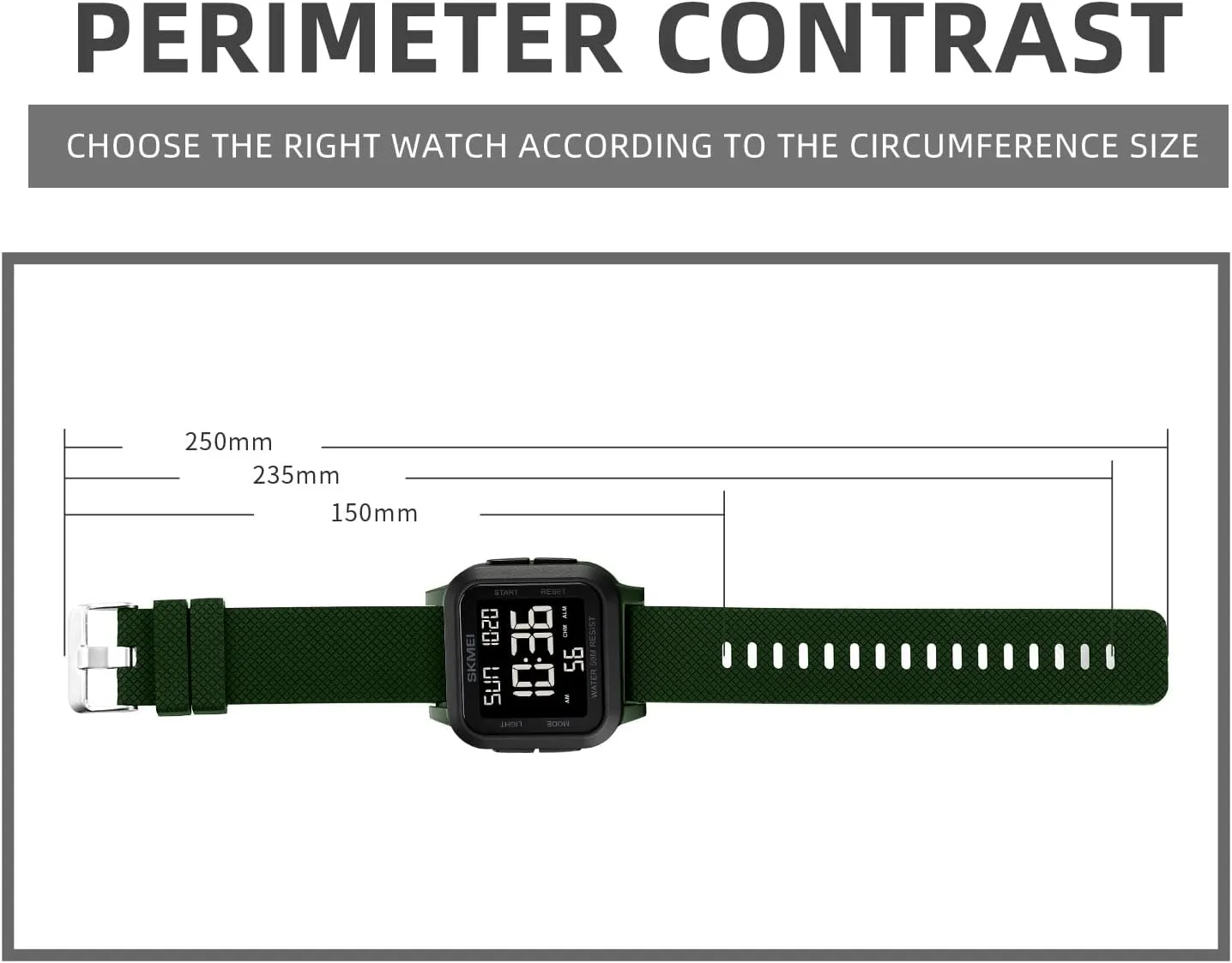 SKMEI Digital Sports Mens Watches 5ATM Waterproof Wrist Watches for Men with Stopwatch Countdown Timer Alarm Function Dual Time Large Face Easy to Read