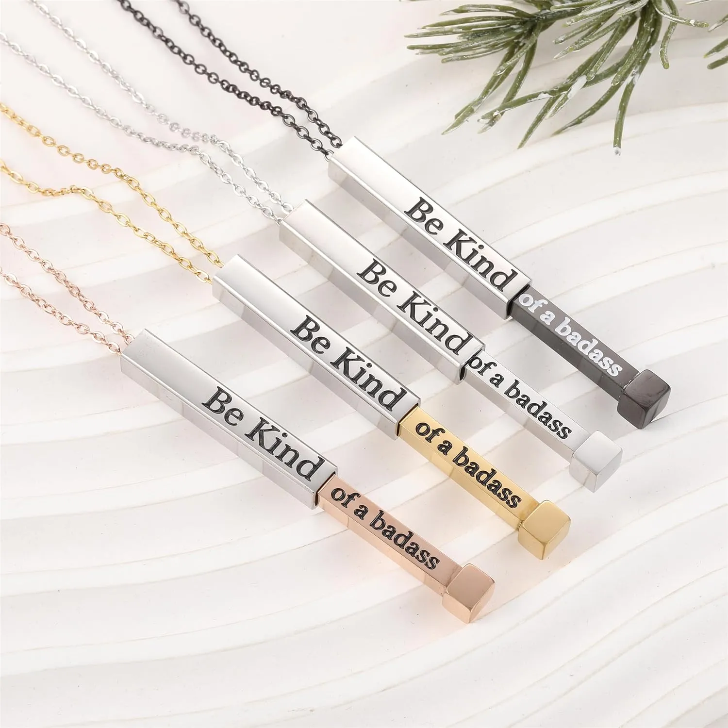 SKQIR Be Kind of a Badass Necklaces for Women with Hidden Message To Best Friends Sisters Funny Inspirational Gifts Vertical Bar Pendant Necklaces Jewelry Gag Gifts for Women
