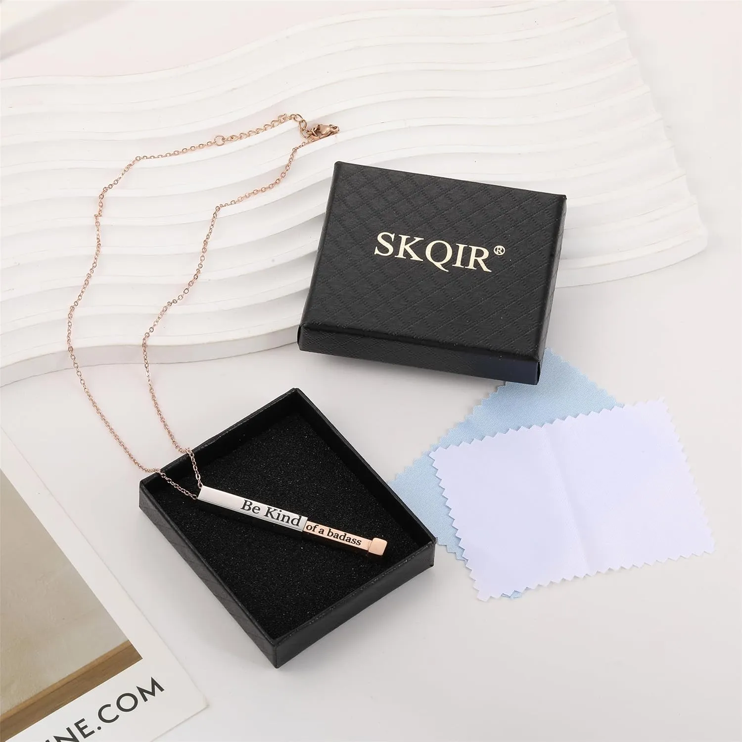 SKQIR Be Kind of a Badass Necklaces for Women with Hidden Message To Best Friends Sisters Funny Inspirational Gifts Vertical Bar Pendant Necklaces Jewelry Gag Gifts for Women