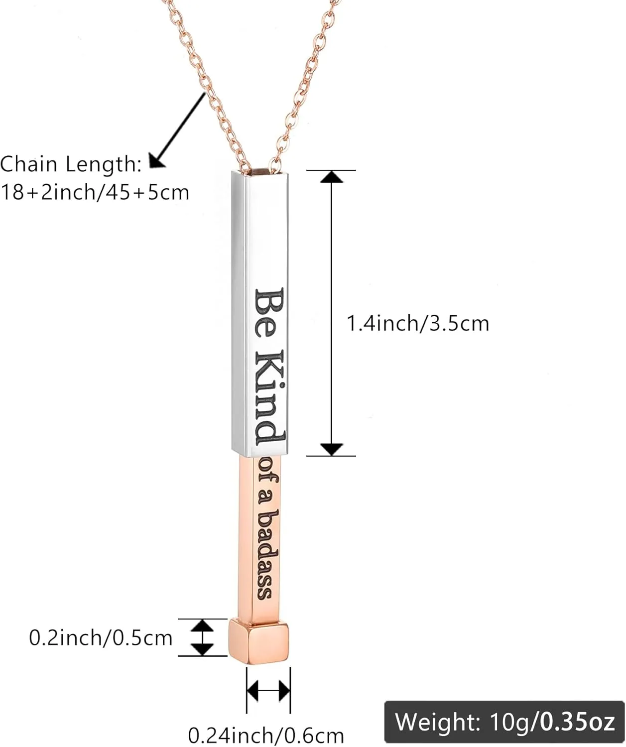 SKQIR Be Kind of a Badass Necklaces for Women with Hidden Message To Best Friends Sisters Funny Inspirational Gifts Vertical Bar Pendant Necklaces Jewelry Gag Gifts for Women