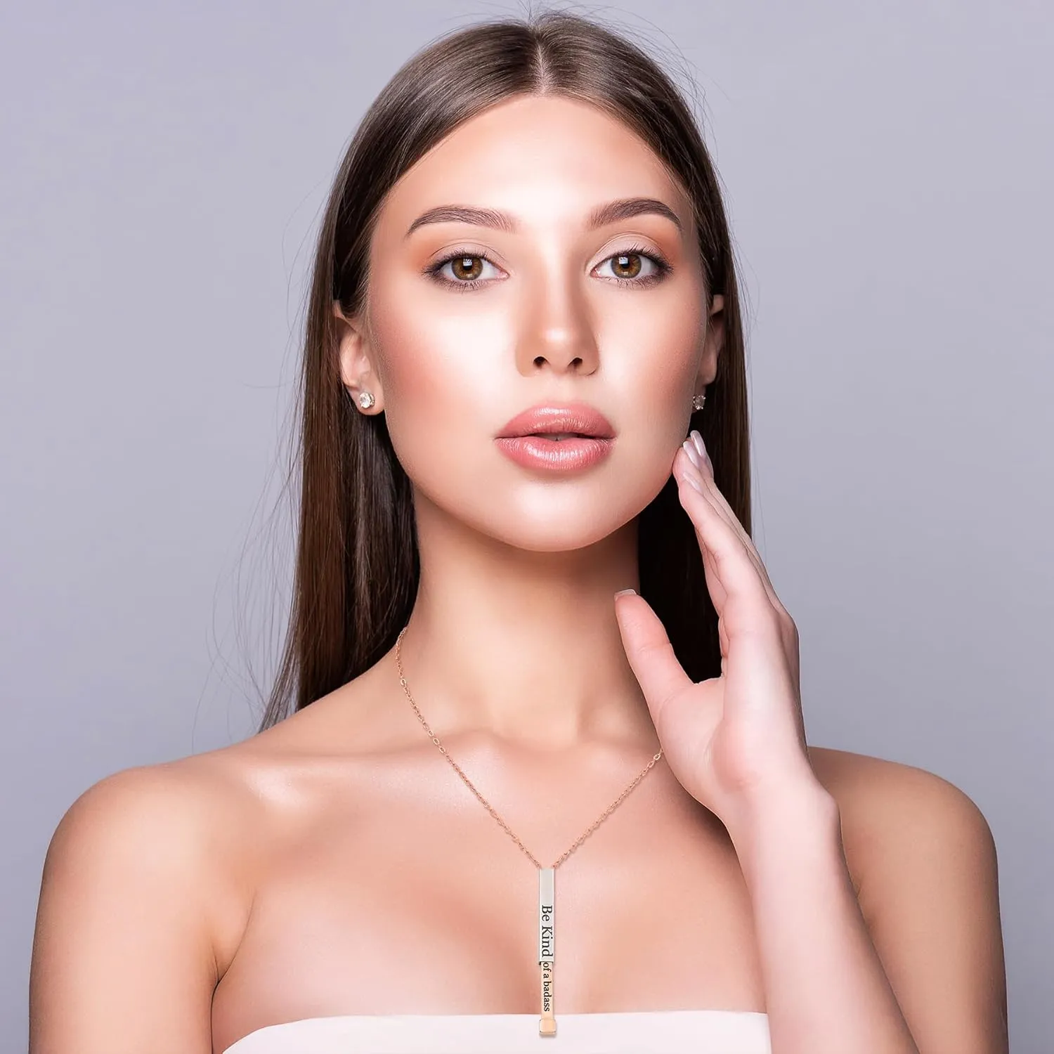 SKQIR Be Kind of a Badass Necklaces for Women with Hidden Message To Best Friends Sisters Funny Inspirational Gifts Vertical Bar Pendant Necklaces Jewelry Gag Gifts for Women