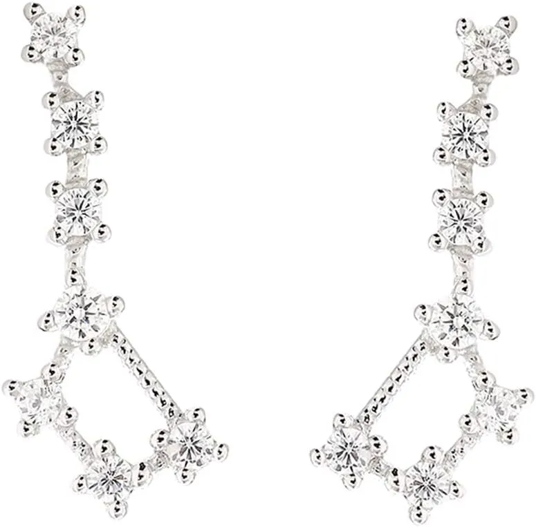 SLUYNZ 925 Sterling Silver 1.9CM Big Dipper Crawler Earrings Studs for Women Teen Girls CZ Star Climber Earrings Wrap Earrings Cuff