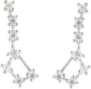 SLUYNZ 925 Sterling Silver 1.9CM Big Dipper Crawler Earrings Studs for Women Teen Girls CZ Star Climber Earrings Wrap Earrings Cuff