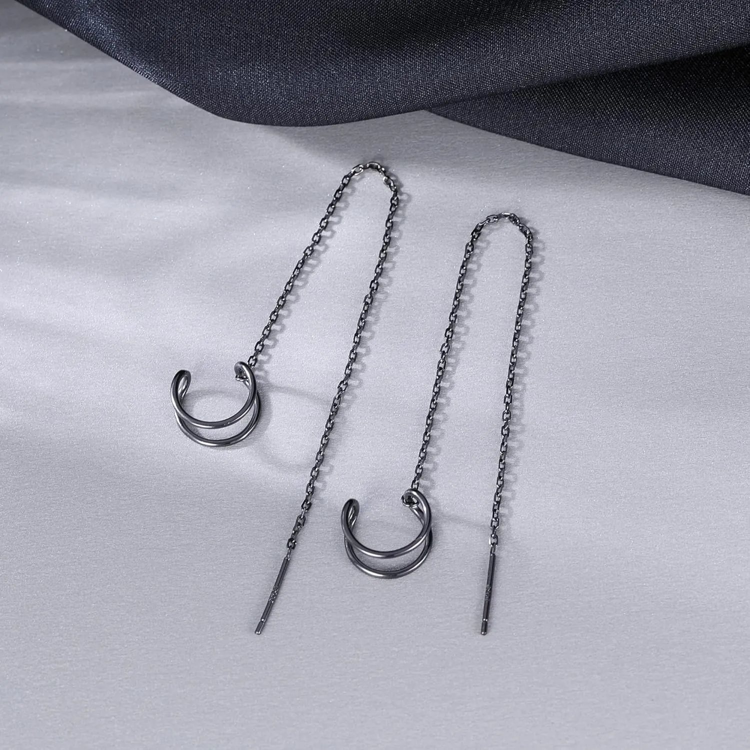SLUYNZ 925 Sterling Silver Cuff Earrings Threader Chain for Women Crawler Earrings Wrap Earrings