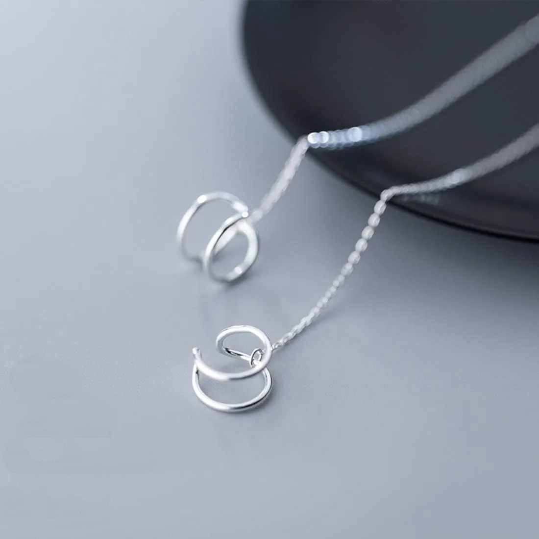 SLUYNZ 925 Sterling Silver Cuff Earrings Threader Chain for Women Crawler Earrings Wrap Earrings