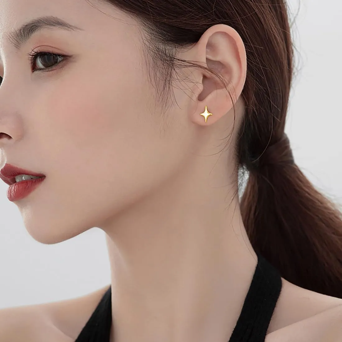 SLUYNZ 925 Sterling Silver Star Earrings Studs for Women Teens Dainty Post Studs Earrings Asymmetric Earrings