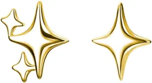 SLUYNZ 925 Sterling Silver Star Earrings Studs for Women Teens Dainty Post Studs Earrings Asymmetric Earrings