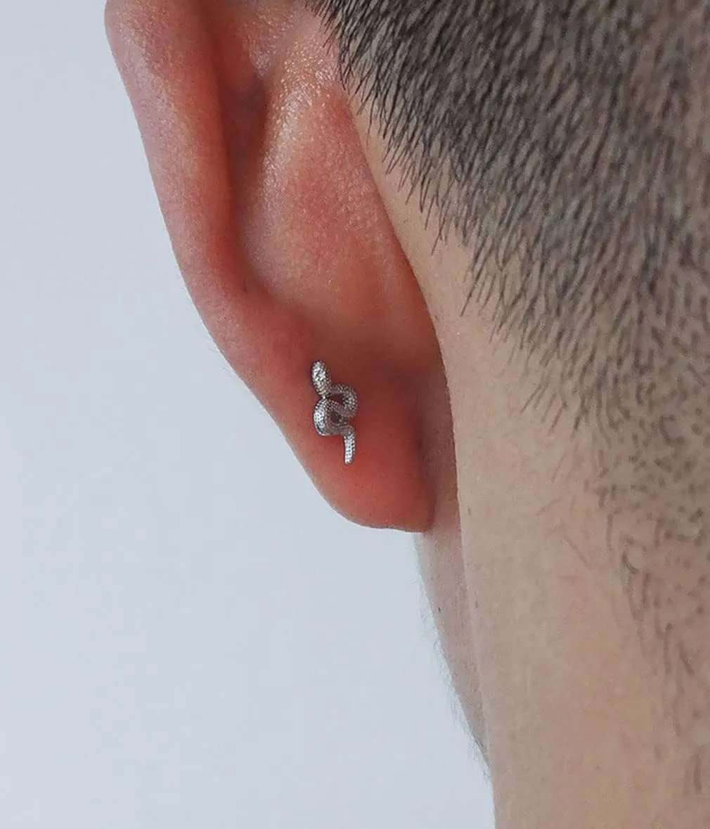 SLUYNZ S925 Sterling Silver Punk Snake Stud Earrings - Snake Helix Studs for Women & Teens