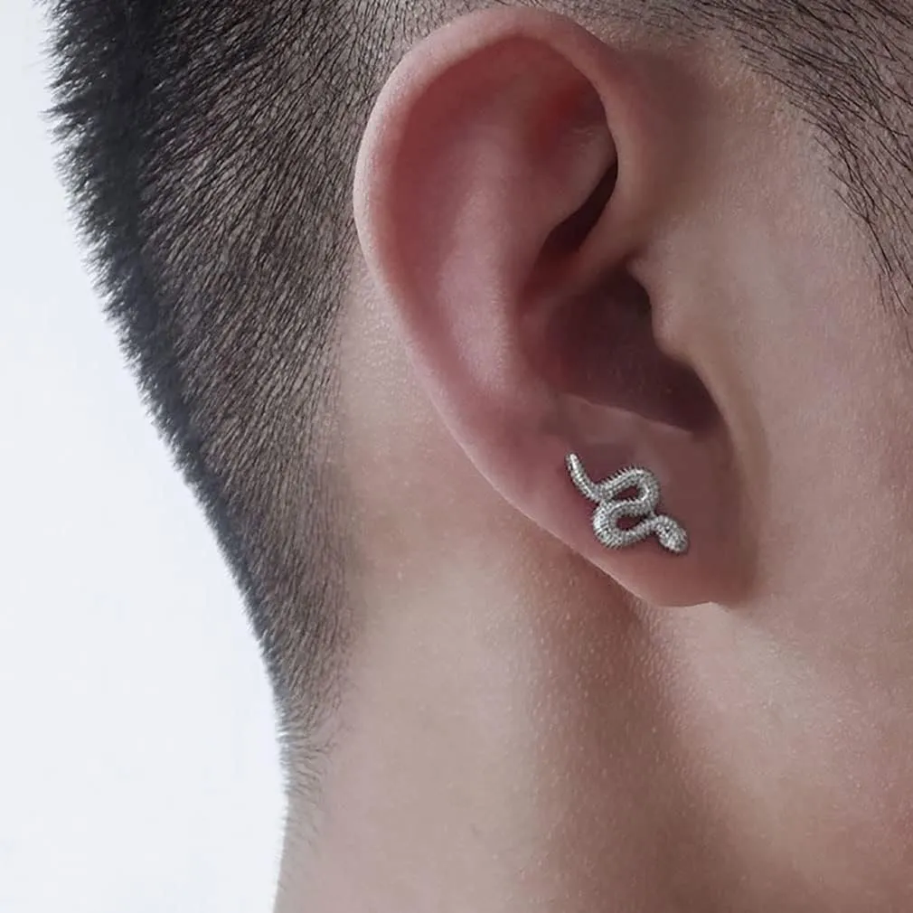 SLUYNZ S925 Sterling Silver Punk Snake Stud Earrings - Snake Helix Studs for Women & Teens