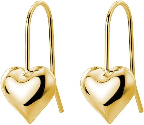 SLUYNZ Solid 925 Sterling Silver Heart Drop Earrings for Women Teens Love Heart Dangle Earrings Hook