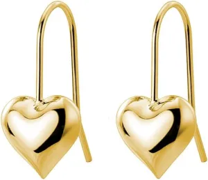 SLUYNZ Solid 925 Sterling Silver Heart Drop Earrings for Women Teens Love Heart Dangle Earrings Hook