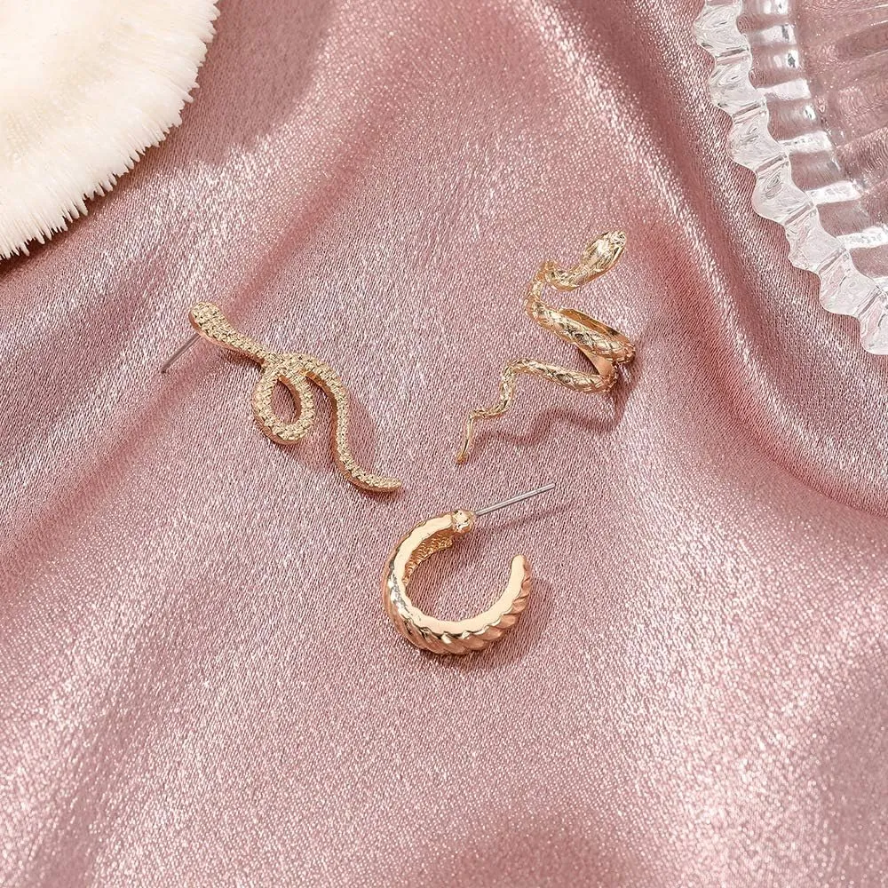 Snake Cuff Earrings Gold Snake Ear Climber Earrings Boho Gold Cartilage Ear Crawler Earrings Gothic Serpent Clip on Wrap Earrings Ruby Snake Earrings Jewelry for Women
