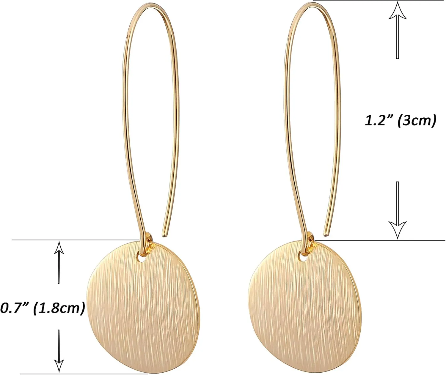 SOFYBJA Statement Long Gold Circle Simicircle Ball Dangling Earrings for Women Lightweight Circle Disc Coin Geometric Flat Brushed 18k Gold Plated Drop Dangle Hanging Hoop Earrings for women Gift for Her