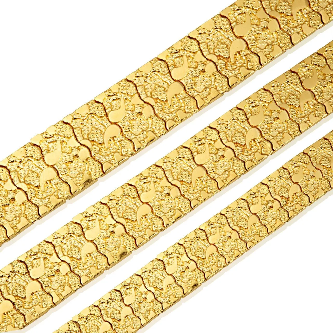 Solid 14k Gold Textured-Style Nugget Bracelet