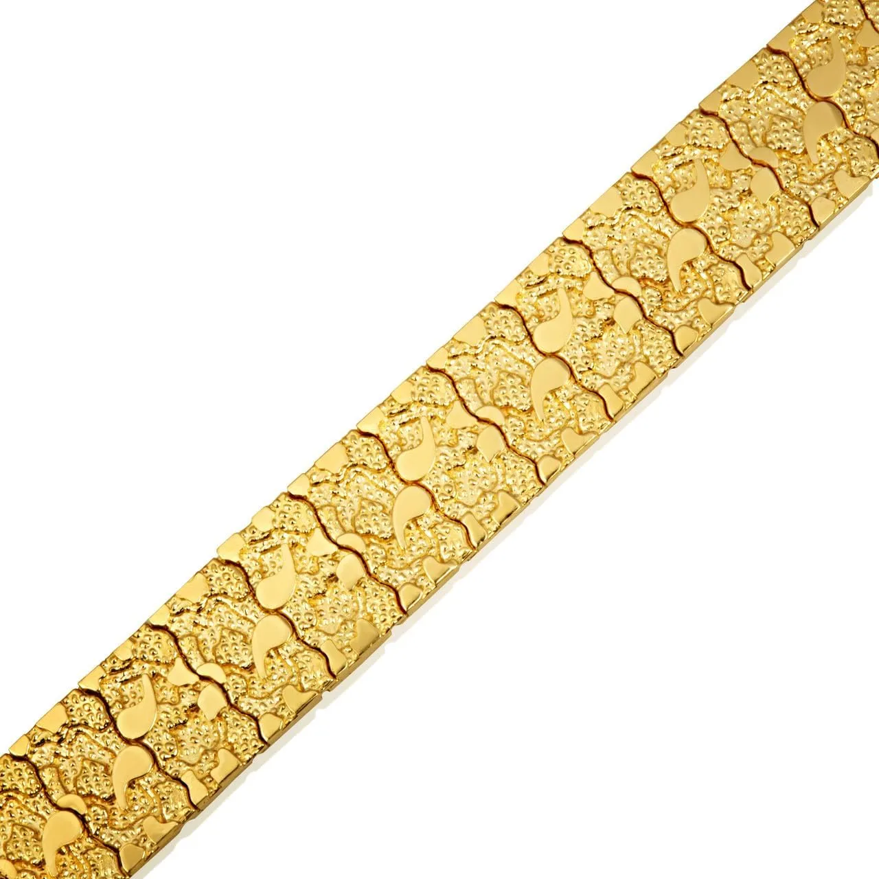 Solid 14k Gold Textured-Style Nugget Bracelet