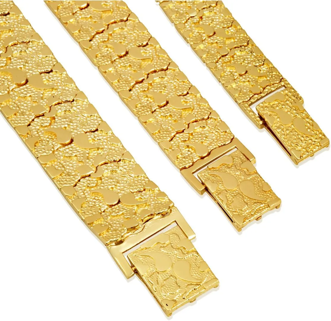 Solid 14k Gold Textured-Style Nugget Bracelet