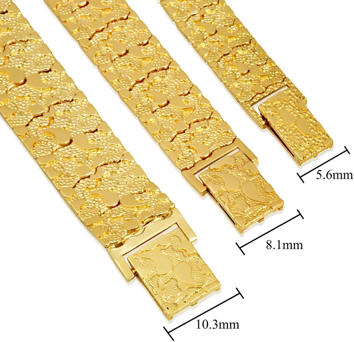 Solid 14k Gold Textured-Style Nugget Bracelet