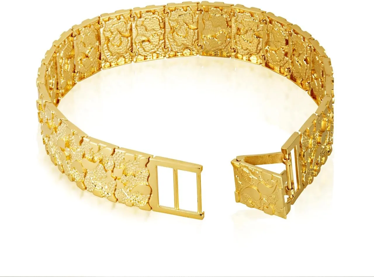 Solid 14k Gold Textured-Style Nugget Bracelet