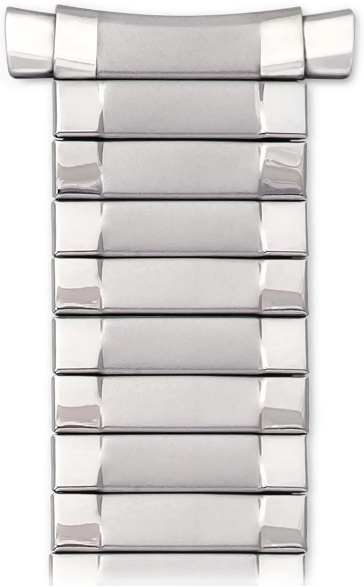 Speidel Mens Twist-O-Flex Stainless Steel Stretch Metal Replacement Expansion Watch Band with Self-Adjusting Straight or Curved Ends for 16mm 17mm 18mm timepieces