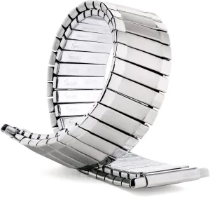 Speidel Mens Twist-O-Flex Stainless Steel Stretch Metal Replacement Expansion Watch Band with Self-Adjusting Straight or Curved Ends for 16mm 17mm 18mm timepieces