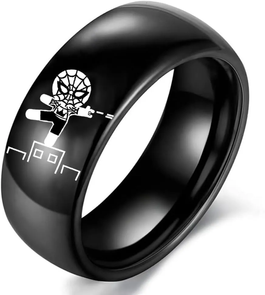 Spiderman Couples Ring for Him and Her,Crown Heart Lovers Ring Anniversary Promise Wedding Band Stainless Steel Comfort Fit