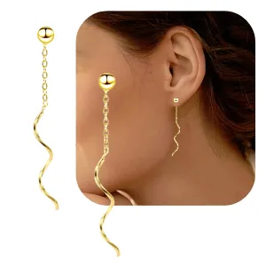 Spiral Threader Earrings, 925 Sterling Silver Handmade Long Pull Through Earrings for Teen Girls Twisted Linear Drop Dangle Earrings for Women Trendy Gifts