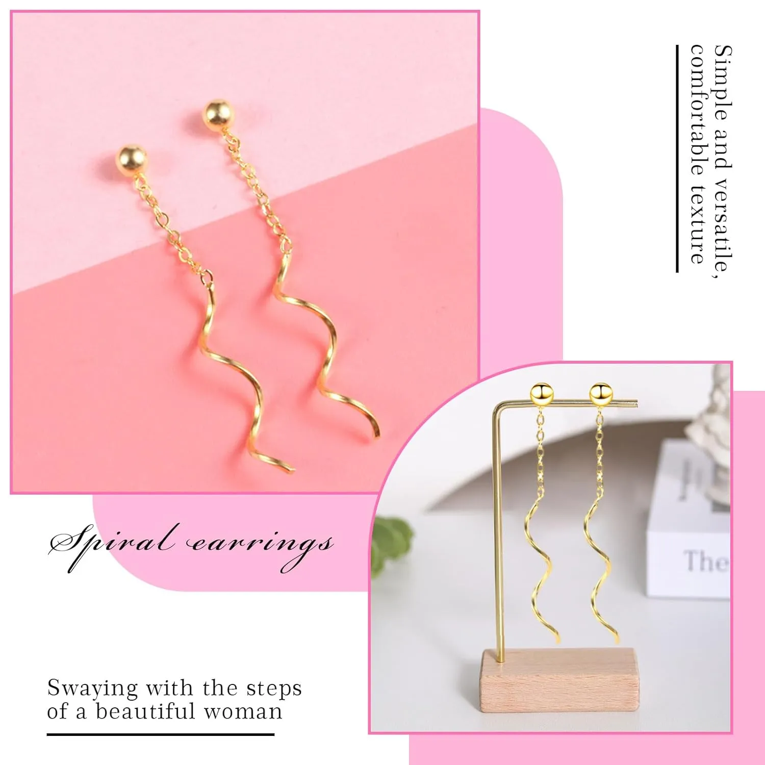 Spiral Threader Earrings, 925 Sterling Silver Handmade Long Pull Through Earrings for Teen Girls Twisted Linear Drop Dangle Earrings for Women Trendy Gifts