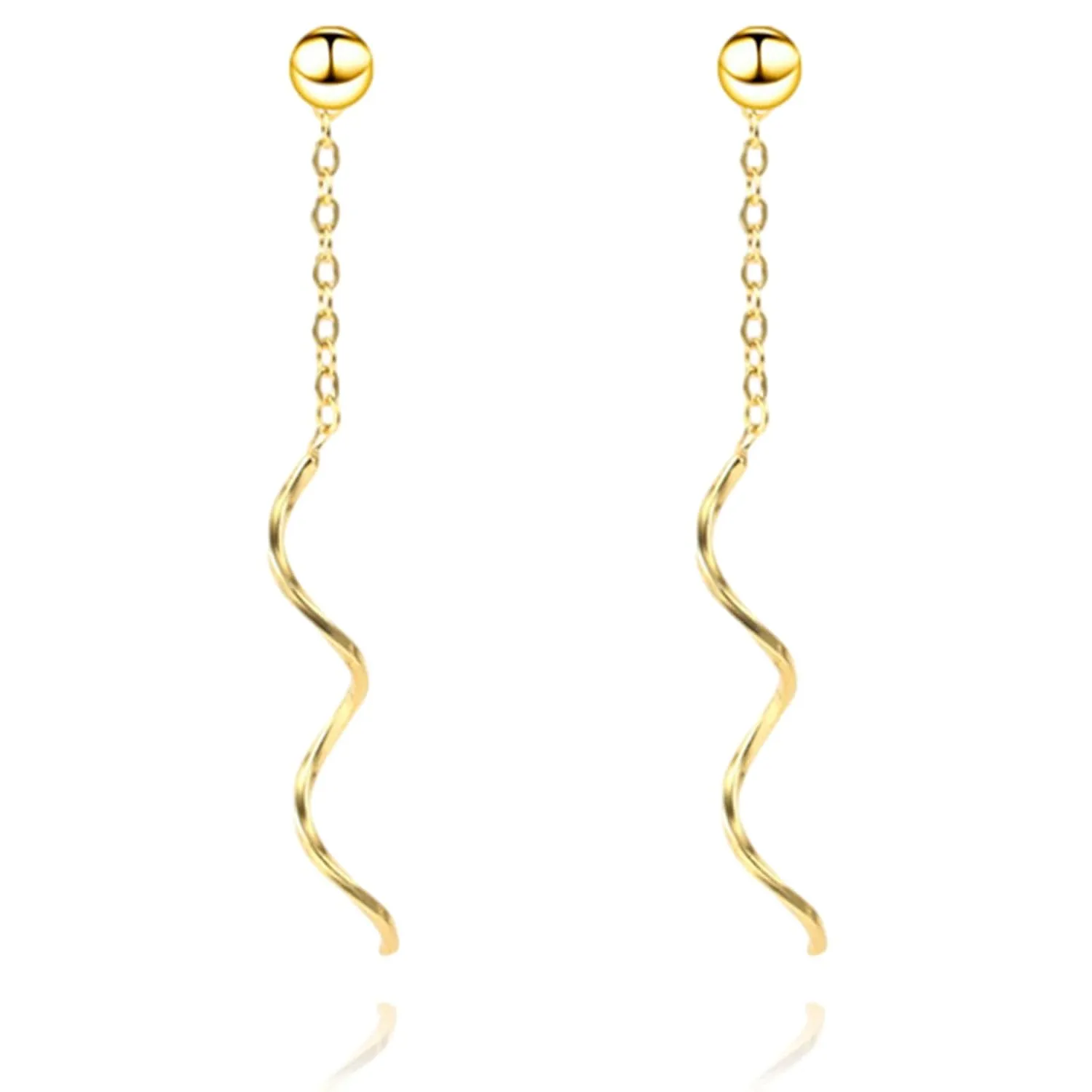 Spiral Threader Earrings, 925 Sterling Silver Handmade Long Pull Through Earrings for Teen Girls Twisted Linear Drop Dangle Earrings for Women Trendy Gifts