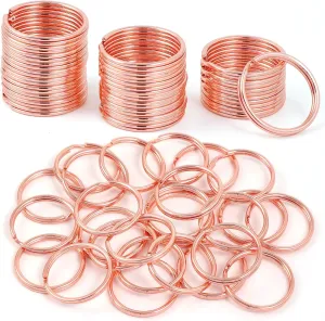 Split Key Rings 1 Inch-Rose Gold 50 Pack Key Rings Bulk -Jump Rings Split Round Metal Keyring for Lanyards, Tags, CraftsKeys,Keychain, Jewelry Making Supplies