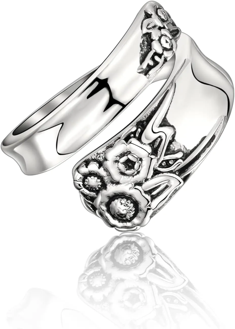 Spoon Rings for Women Vintage Dragonfly, Cross Spoon Rings, Sunflower Spoon Rings Boho Victorian Thumb Jewelry