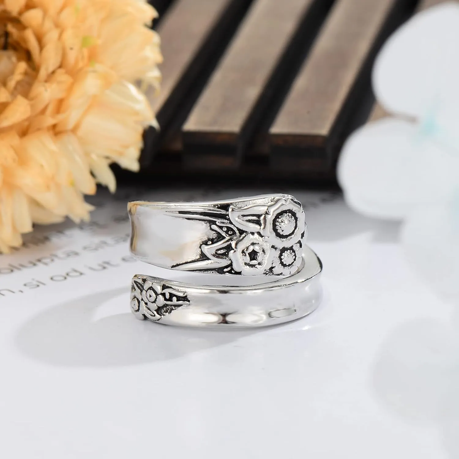 Spoon Rings for Women Vintage Dragonfly, Cross Spoon Rings, Sunflower Spoon Rings Boho Victorian Thumb Jewelry