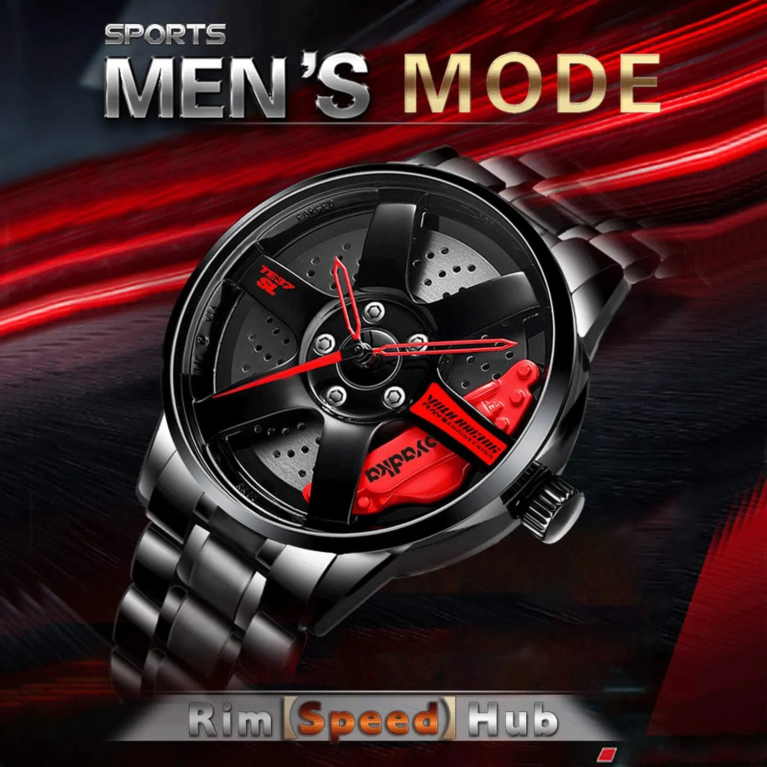 Stainless Steel Watches for Men-Waterproof Stainless Steel Japanese Quartz Wrist Watch Sports Men's Watches-Car Wheel Rim Hub Unique Design