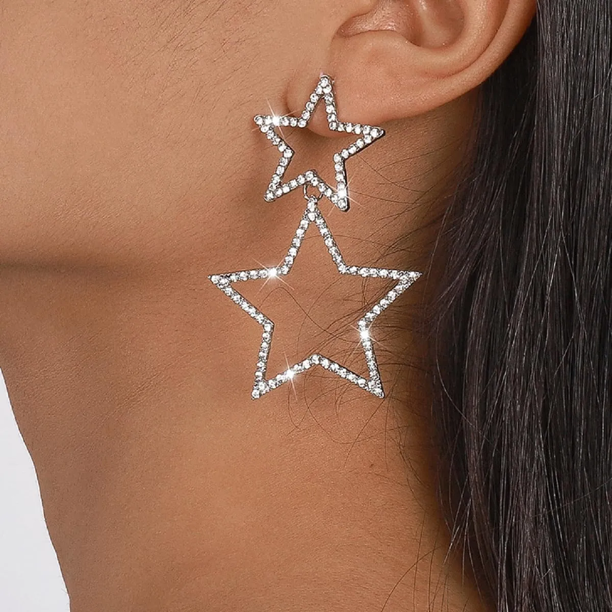 Star Earrings Gold/Silver Sparkly Rhinestone Earrings for Women Big Tassel Star Drop Earings For s Birthday Party Star Jewelry Gifts