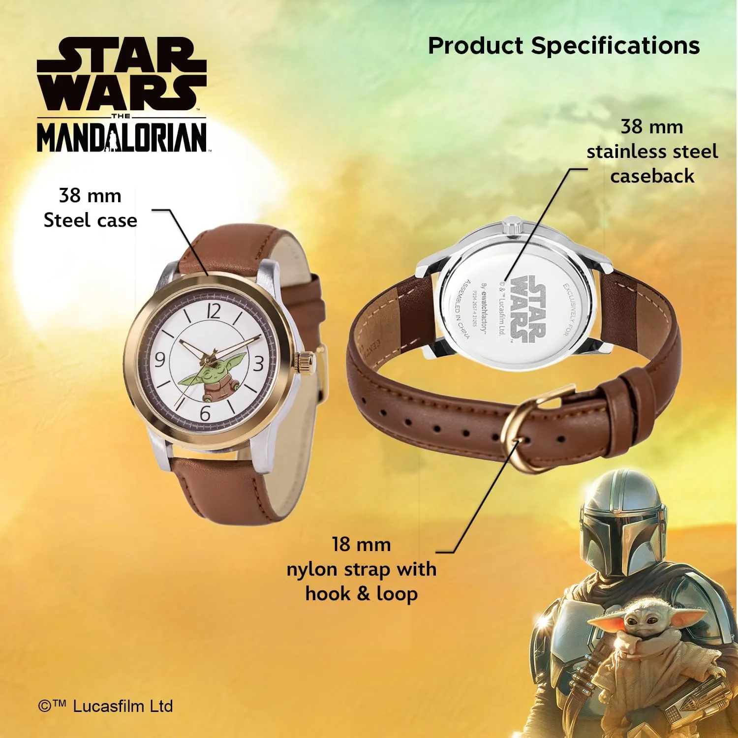 Star Wars The Mandalorian Adult Casual Sport Analog Quartz Watch