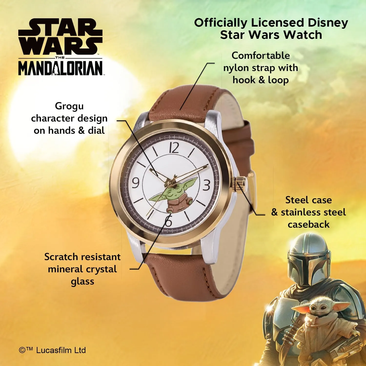 Star Wars The Mandalorian Adult Casual Sport Analog Quartz Watch