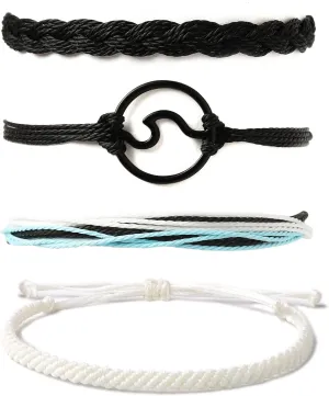 Starain Surf String Wave Bracelets for Women Boho Handmade Waterproof Adjustable Braided Beach Surfer Bracelets Set