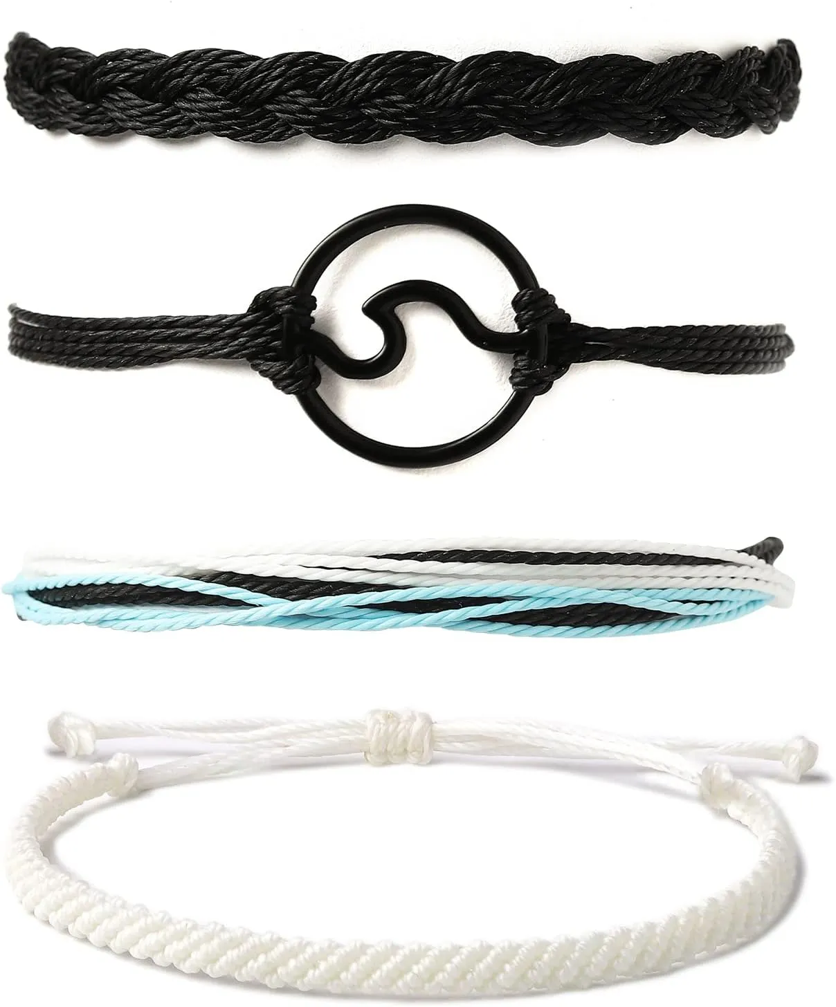 Starain Surf String Wave Bracelets for Women Boho Handmade Waterproof Adjustable Braided Beach Surfer Bracelets Set
