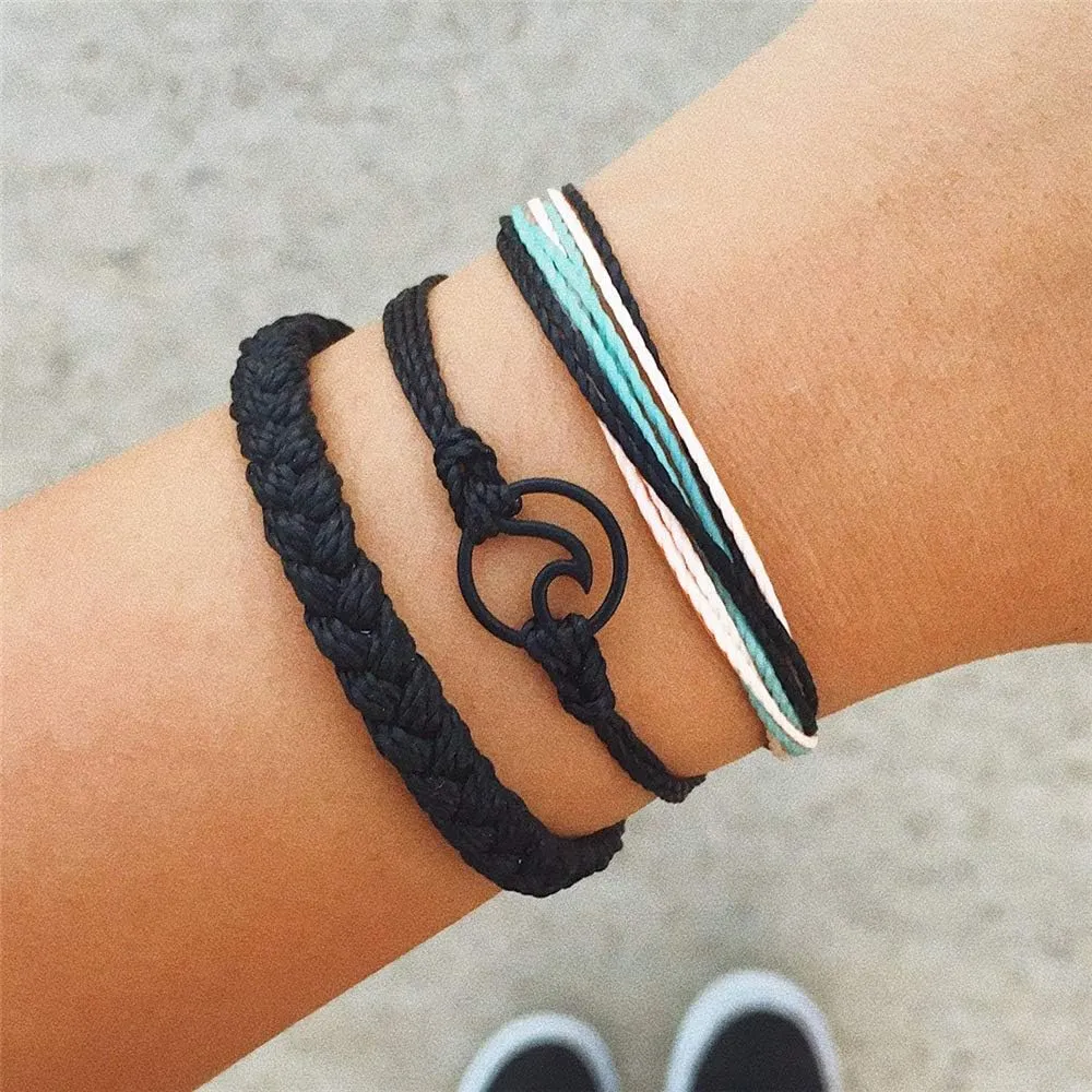 Starain Surf String Wave Bracelets for Women Boho Handmade Waterproof Adjustable Braided Beach Surfer Bracelets Set