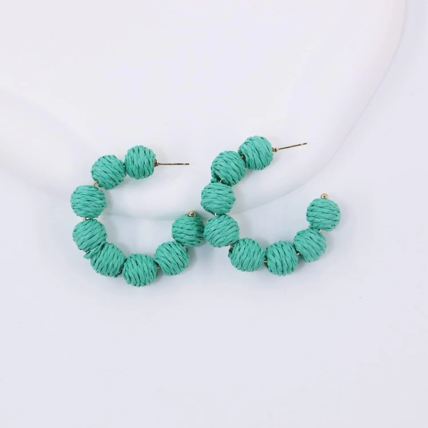Statement Rattan Hoop Earrings, Raffia Earrings for Women Girls, Bohemian Raffia Dangle Earrings, Trendy Summer Earrings Jewelry Gifts