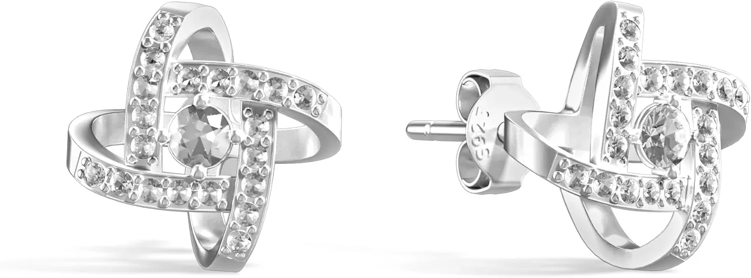 Sterling Silver Love Knot Stud Earrings with crystals from Swarovski