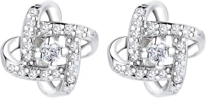Sterling Silver Love Knot Stud Earrings with crystals from Swarovski