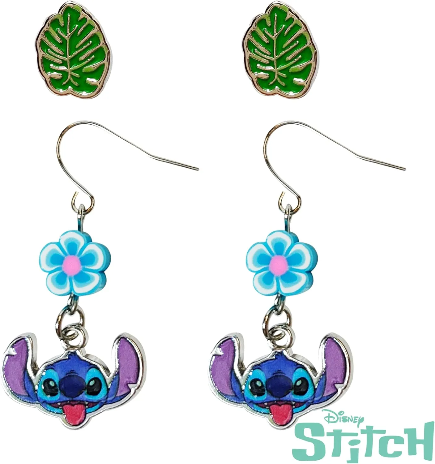 Stitch Hypoallergenic Earrings for Girls Stud Earrings & Fishhook Drop Earring Sets with Charms One Size Fits All Stitch Jewelry Girls Earrings, Disney Accessories for Girls Ages 4 