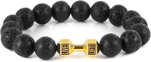 STWTR Men's and women's 10mm volcanic rock anxiety chakras Beaded Bracelet Yoga Bracelet (dumbbell)