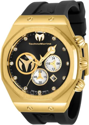 TechnoMarine Men's Reef Sun StainlessSteel Quartz Watch with Silicone Strap, 24 (Model: TM520002) (Black)