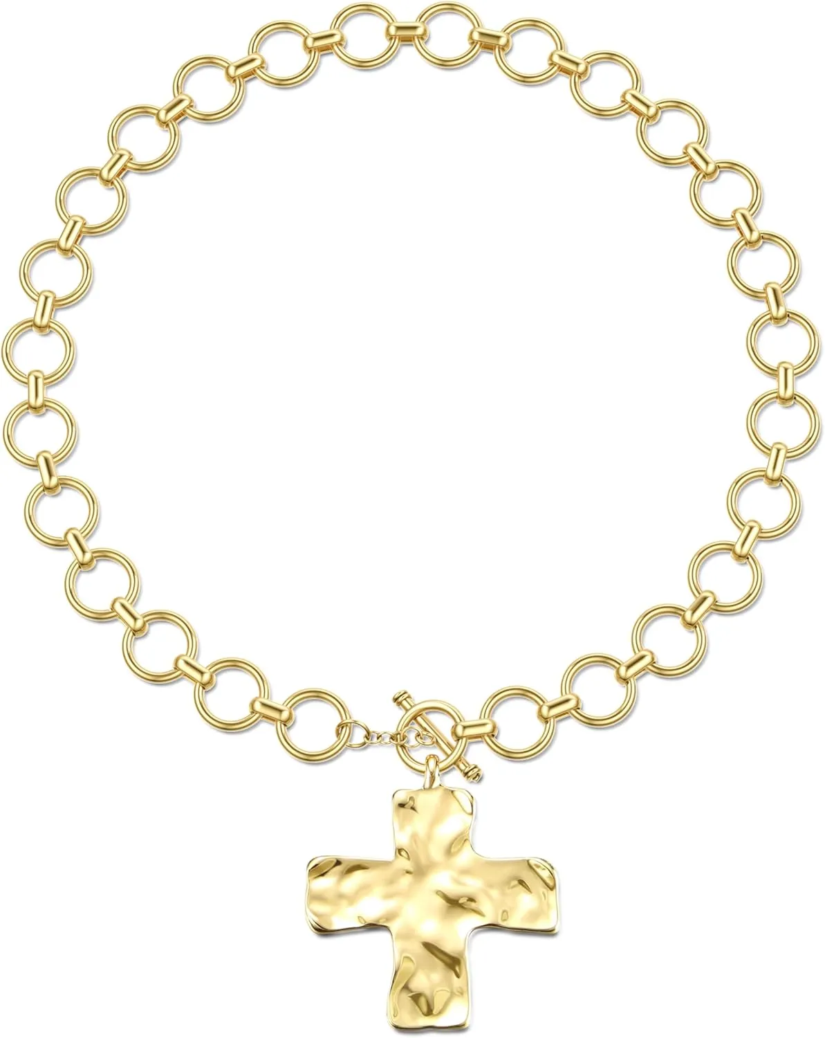 TEN MIRO 18k Chunky Gold Necklace for Women Sweatproof, Non Tarnish Chunky Layered Chain Necklaces Thick Gold Layering Herringbone Paperclip Necklace Stacks Toggle Necklaces for Women Men
