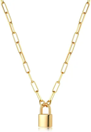 TEN MIRO 18k Chunky Gold Necklace for Women Sweatproof, Non Tarnish Chunky Layered Chain Necklaces Thick Gold Layering Herringbone Paperclip Necklace Stacks Toggle Necklaces for Women Men