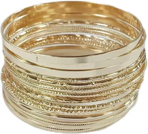 tenghong2021 Bohemian Gold Silver Chunky Bangle Multilayer Stretch Snake Chunky Bracelets for Women Men Layered Stretchy Link Chain Bracelet Wide Wristband Trendy Jewelry