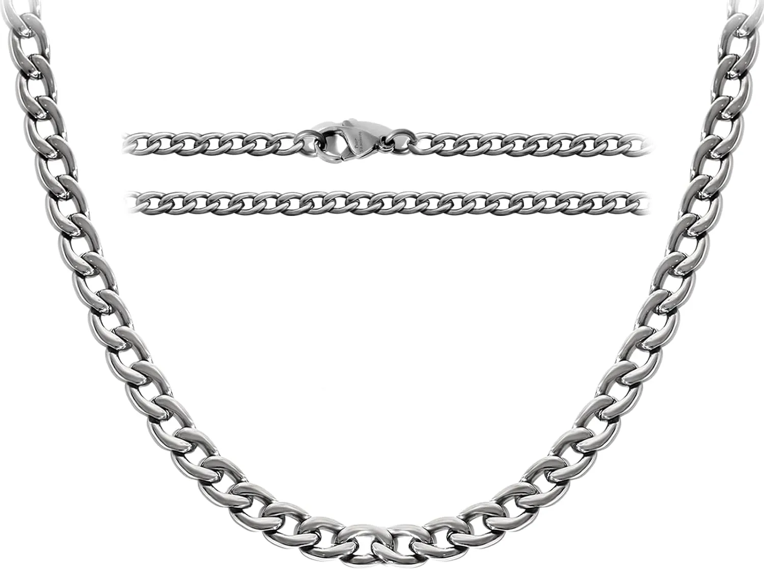 TGNEL 7mm Pure Titanium Cuban Link Chain for Men, Fashion Men's Titanium Necklace Chain for Sensitive Skin 22'' 24''